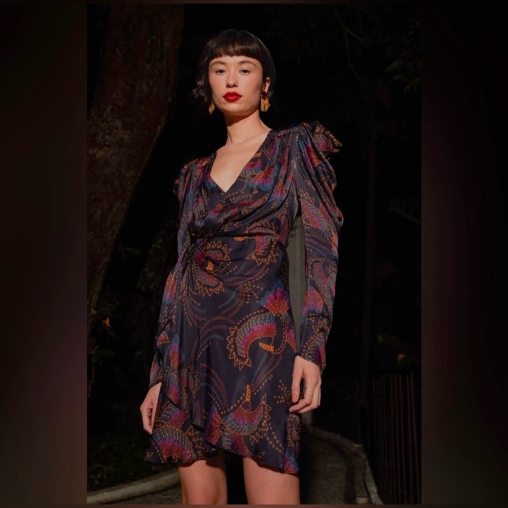 EUC -‎ Farm Rio - Sequin Toucans Mini Wrap Dress